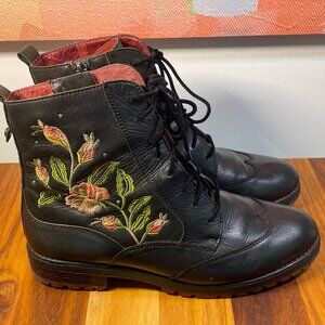 Pikolinos Embroidered Lace Up (Zipper) Boots